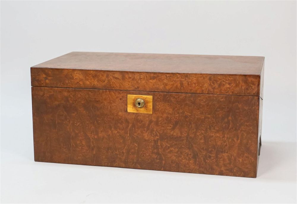 Lot 161: English Burl Wood Campaign Lap Desk
