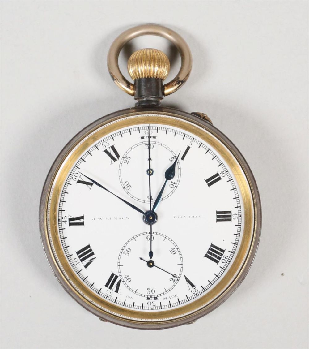 Lot 167: J.W. Benson Open Faced Chronograph Pocket Watch