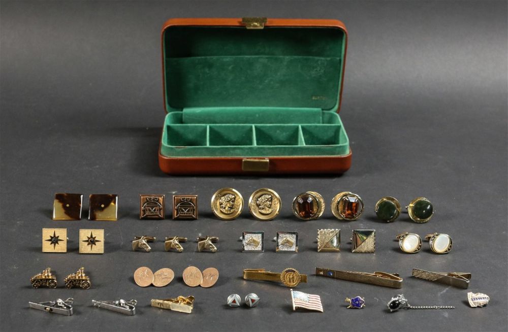 Lot 170: Collection of Cufflinks and Leather Case