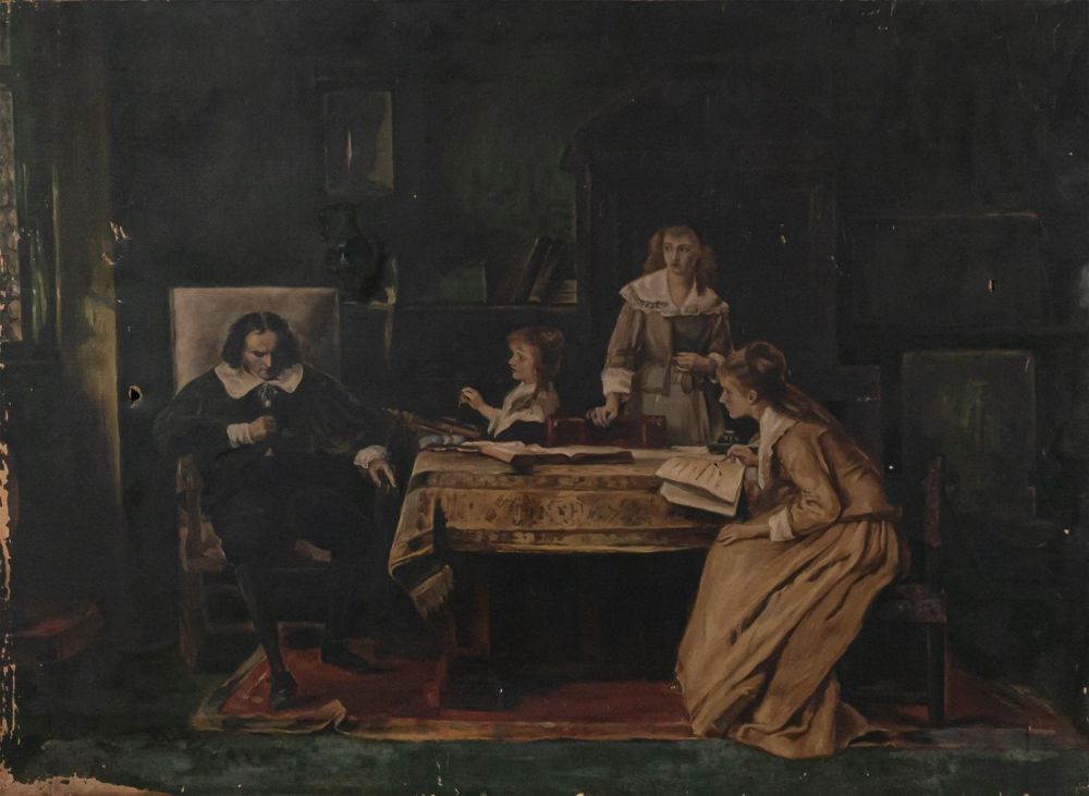 Lot 229: Oil on Canvas Genre Scene