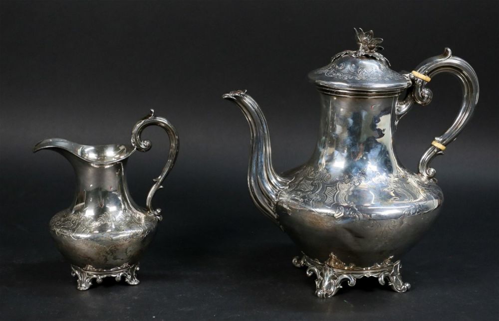 Lot 243: E., J. & W. Barnard Sterling Coffee Pot & Creamer