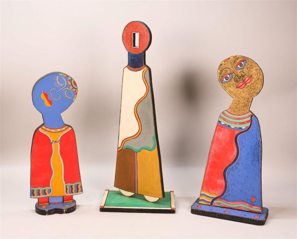 Lot 312: 3 Signed Tali Wood Carved Figures