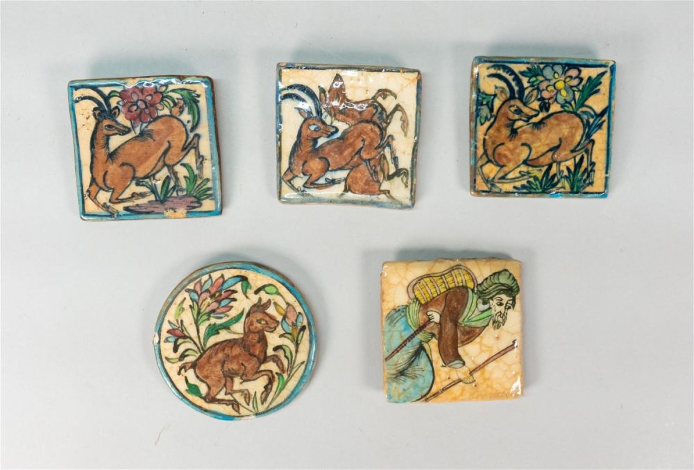 Lot 357: 5 Glazed Clay Tiles