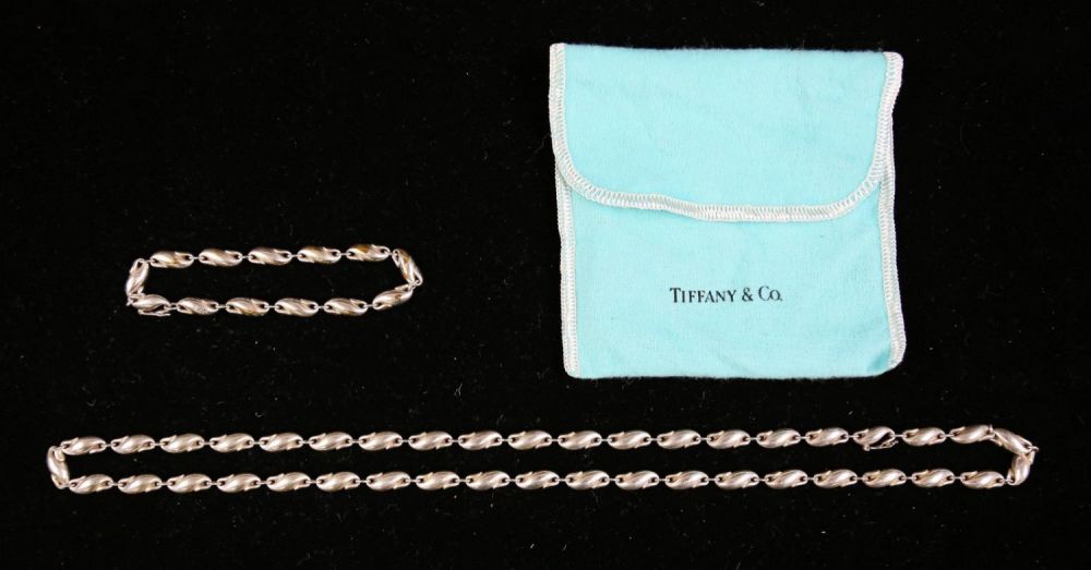 Lot 366: Elsa Peretti Tiffany Sterling Necklace & Bracelet