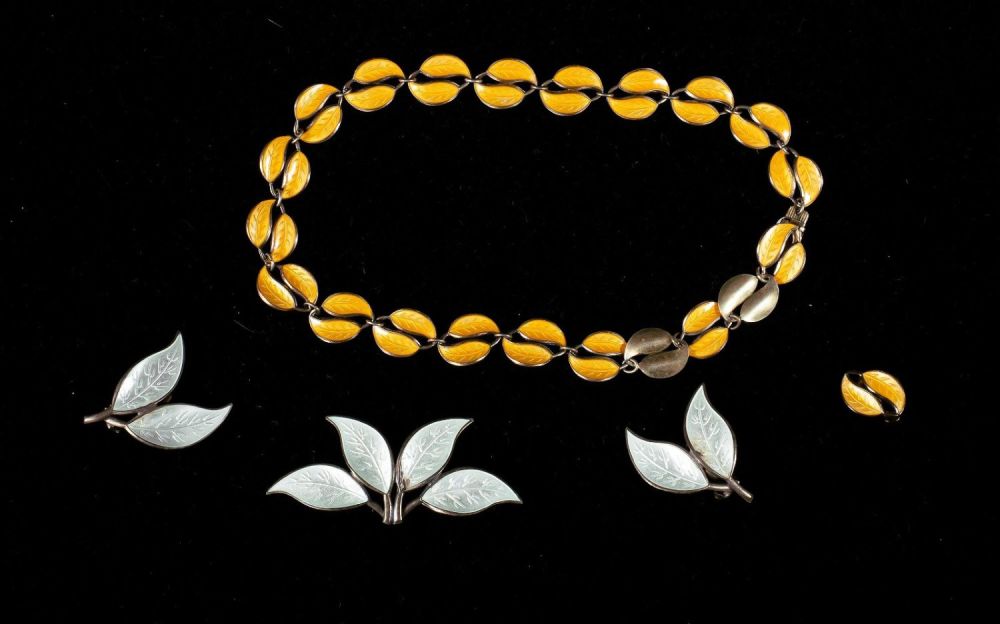 Lot 377: Lot of David Andersen Sterling & Enamel Jewelry