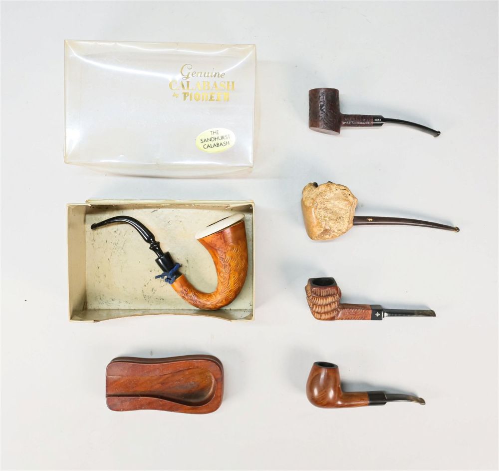Lot 390: 9 Vintage Tobacco Pipes And Pipe Holder