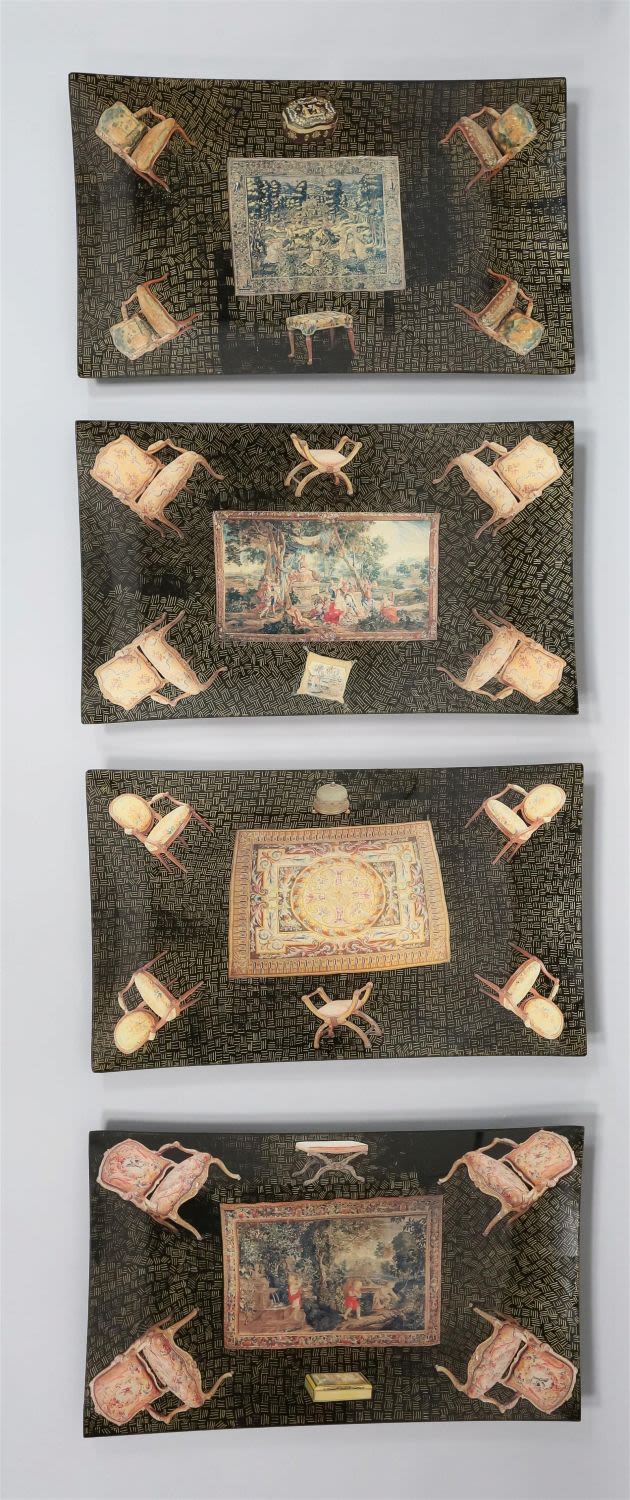 Lot 410: 4 Pablo Manzoni Glass Trays Chairs & Rugs
