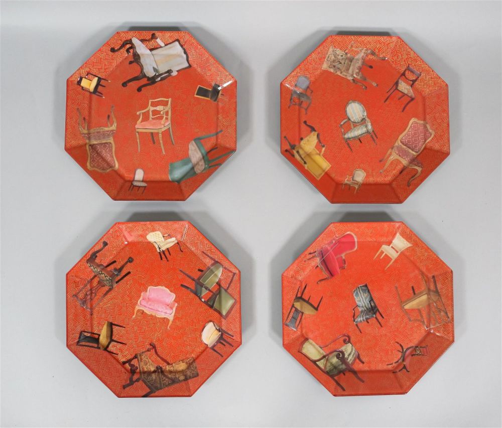 Lot 412: 4 Pablo Manzoni Glass Chair Octagonal Plates