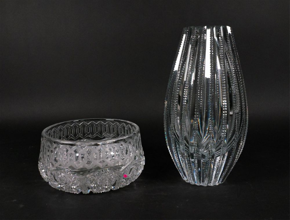 Lot 424: Cut Glass Vase & Bowl
