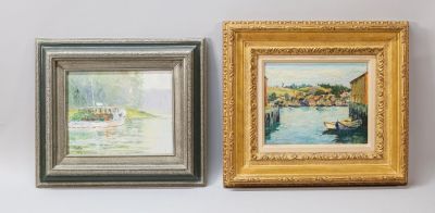Lot 1 - 2 Signed Oils on Board Boats