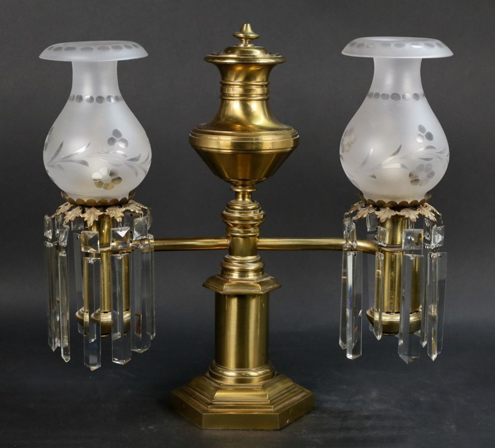 Lot 159: Double Arm Electrified Kerosene Lamp