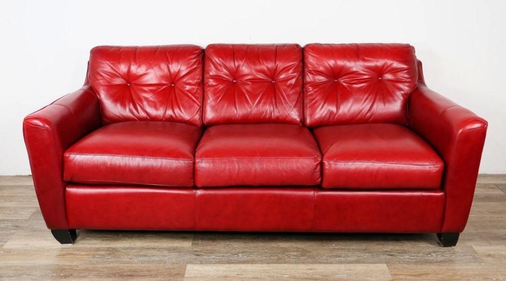 Lot 167: Art Deco Style Red Leather Sofa