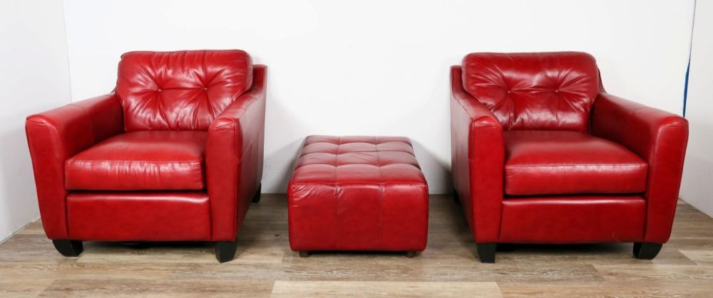 Lot 168: Pair of Art Deco Style Lounge Chairs and Ottoman