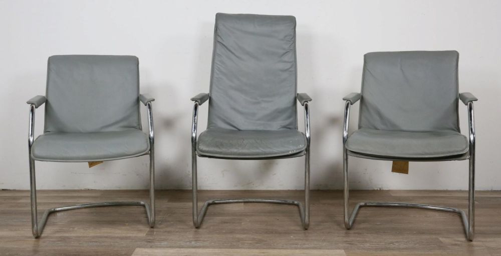 Lot 176: 3 Cy Mann Designs Mies van der Rohe Style Chairs