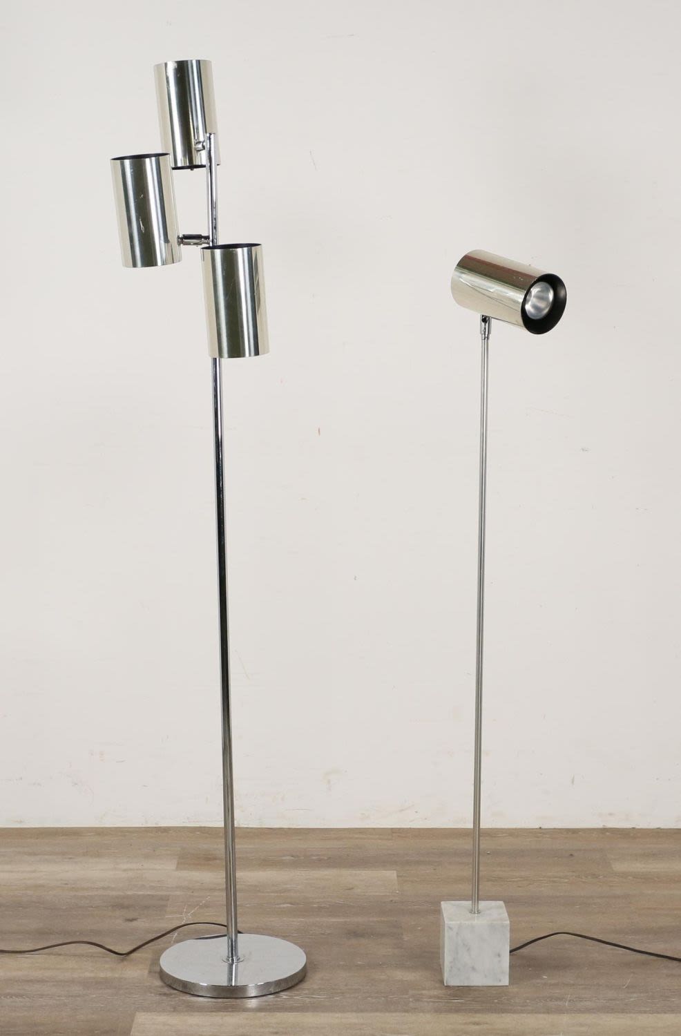 Lot 181: Two Mid Century Modern Chrome Floor Lamps
