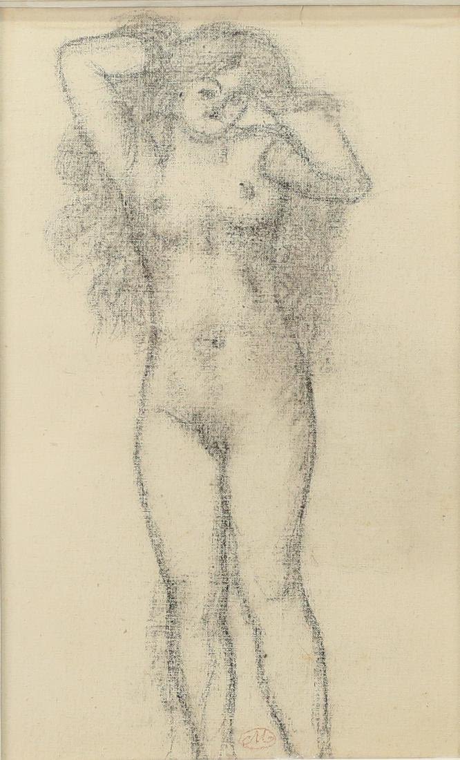 Lot 183: Aristide Maillol Charcoal Standing Nude