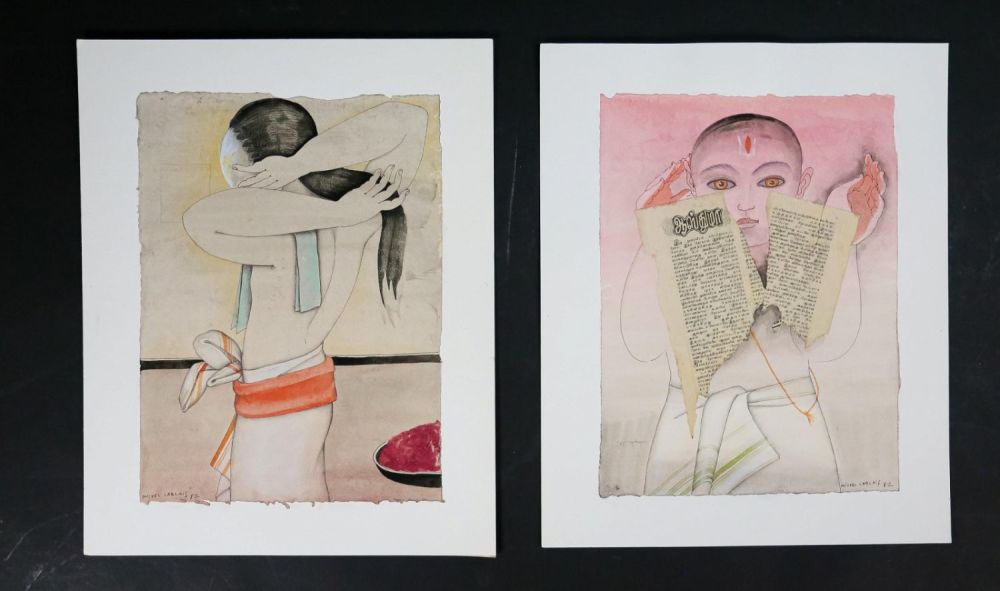 Lot 194: 2 Michel Lablais Mixed Media Watercolors