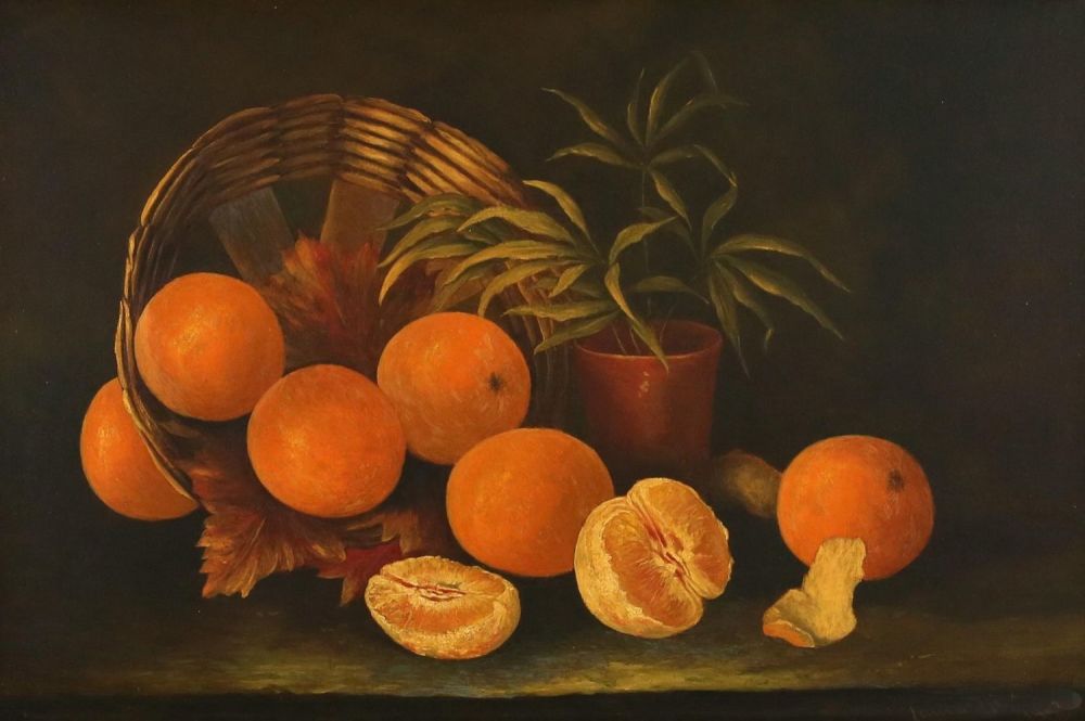 Lot 200: Laina Nias Oil on Canvas Still Life With Oranges