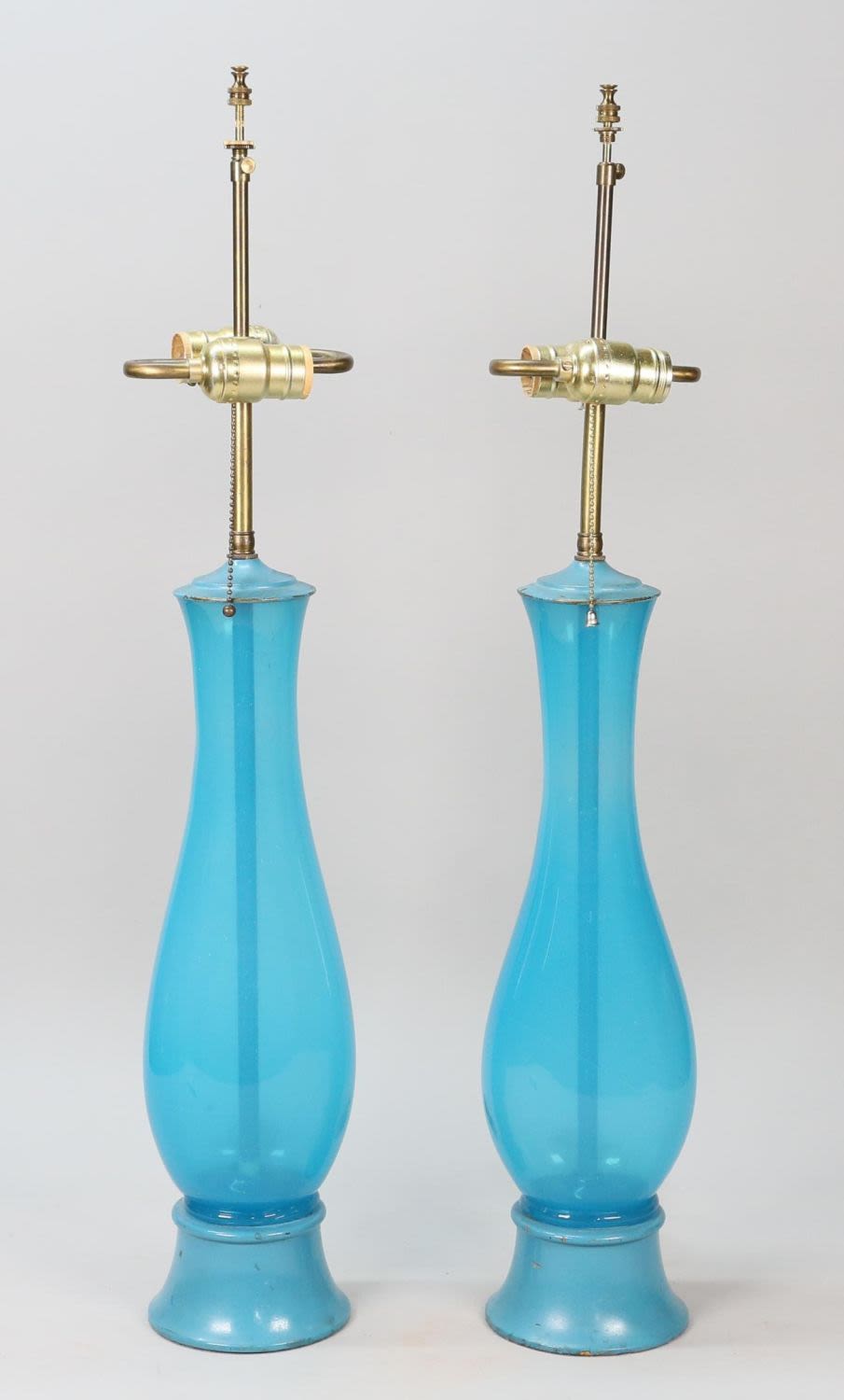 Lot 324: Pair of Murano Style Blue Glass Lamps