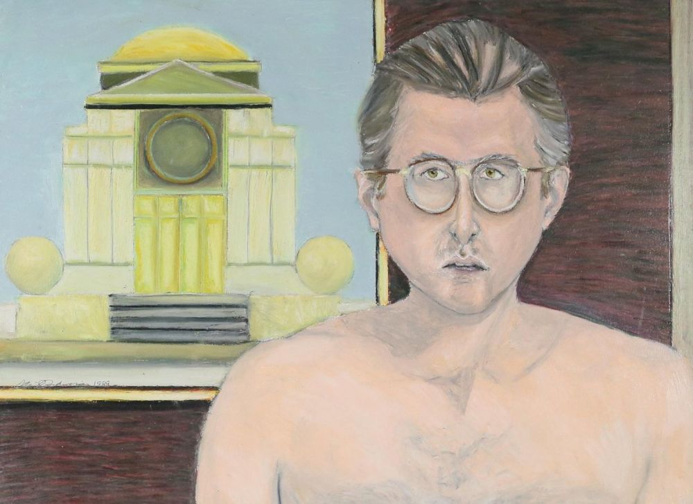 Lot 339: Stanley Lindwasser Acrylic on Paper Self Portrait