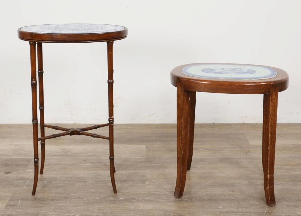 Lot 347: Two Chinese Porcelain Drain Trays on Stands
