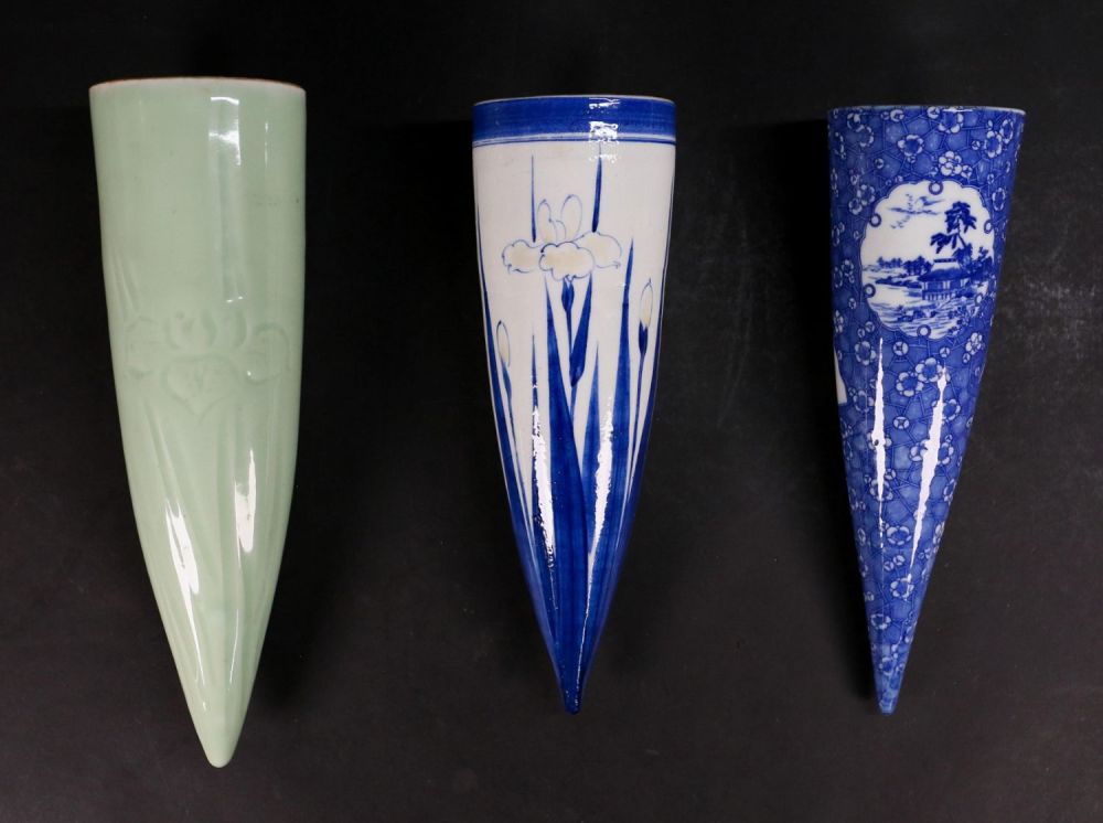 Lot 364: 3 Chinese Porcelain Wall Pockets