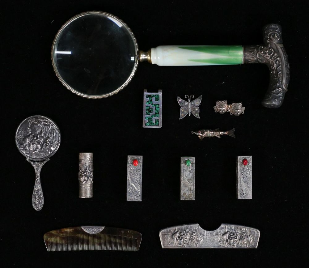 Lot 382: Silver & Silverplate Jewelry & Dresser Items