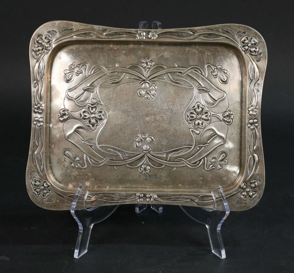 Lot 389: Walker & Hall Art Nouveau Sterling Tray