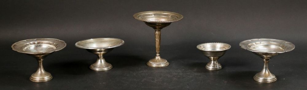 Lot 394: 5 Weighted Sterling Compotes