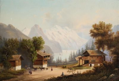 Lot 1 - Signed Oil on Canvas Village Scene