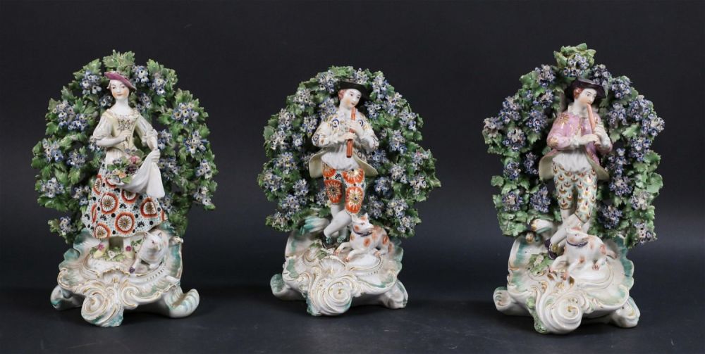 Lot 174: 3 Chelsea Style Porcelain Bocage Figures