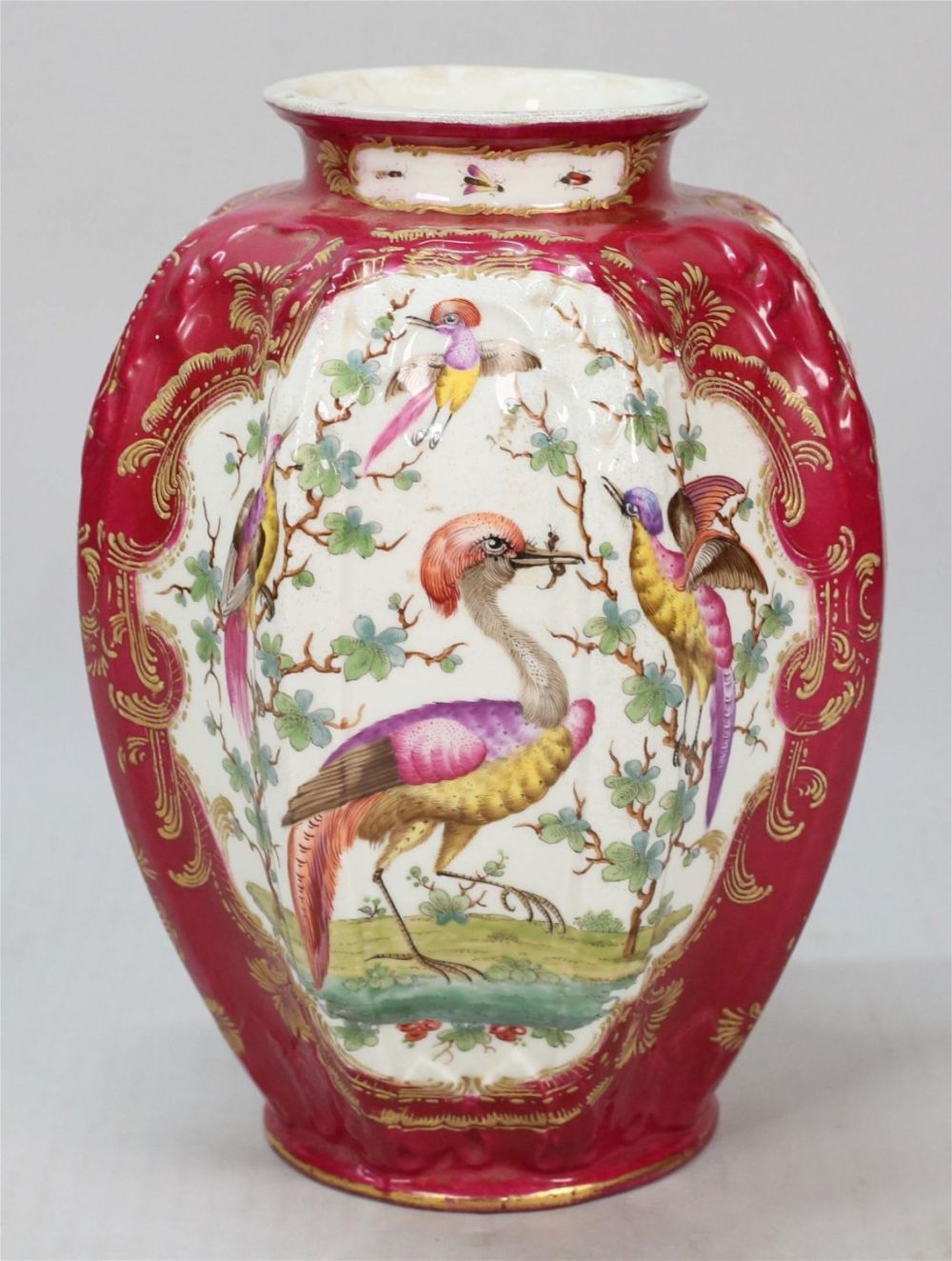 Lot 176: Chelsea Style Hand Painted Porcelain Vase