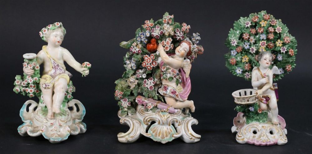 Lot 179: 3 Chelsea Style Porcelain Cupid Figures