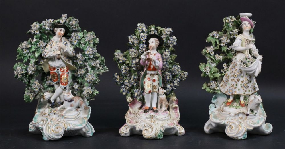 Lot 185: 3 Chelsea Style Bocage Porcelain Figures