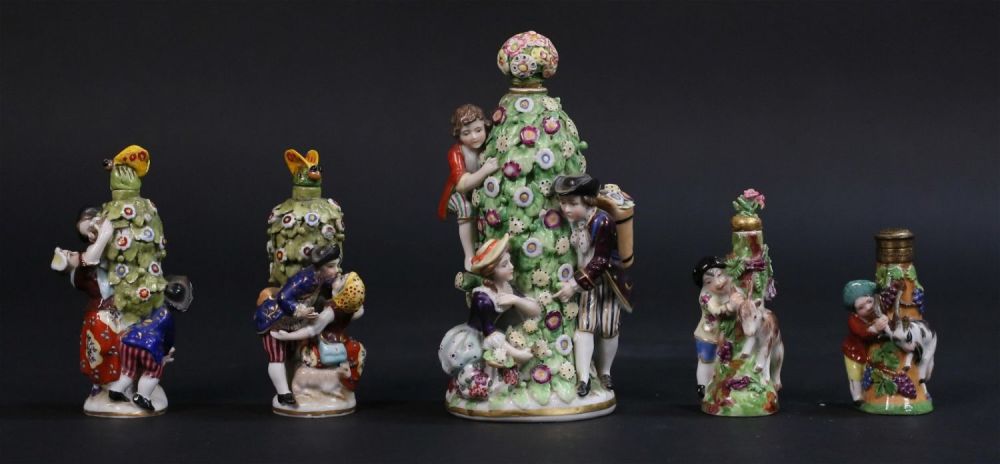 Lot 189: 5 Porcelain Scent Bottles Including Chelsea