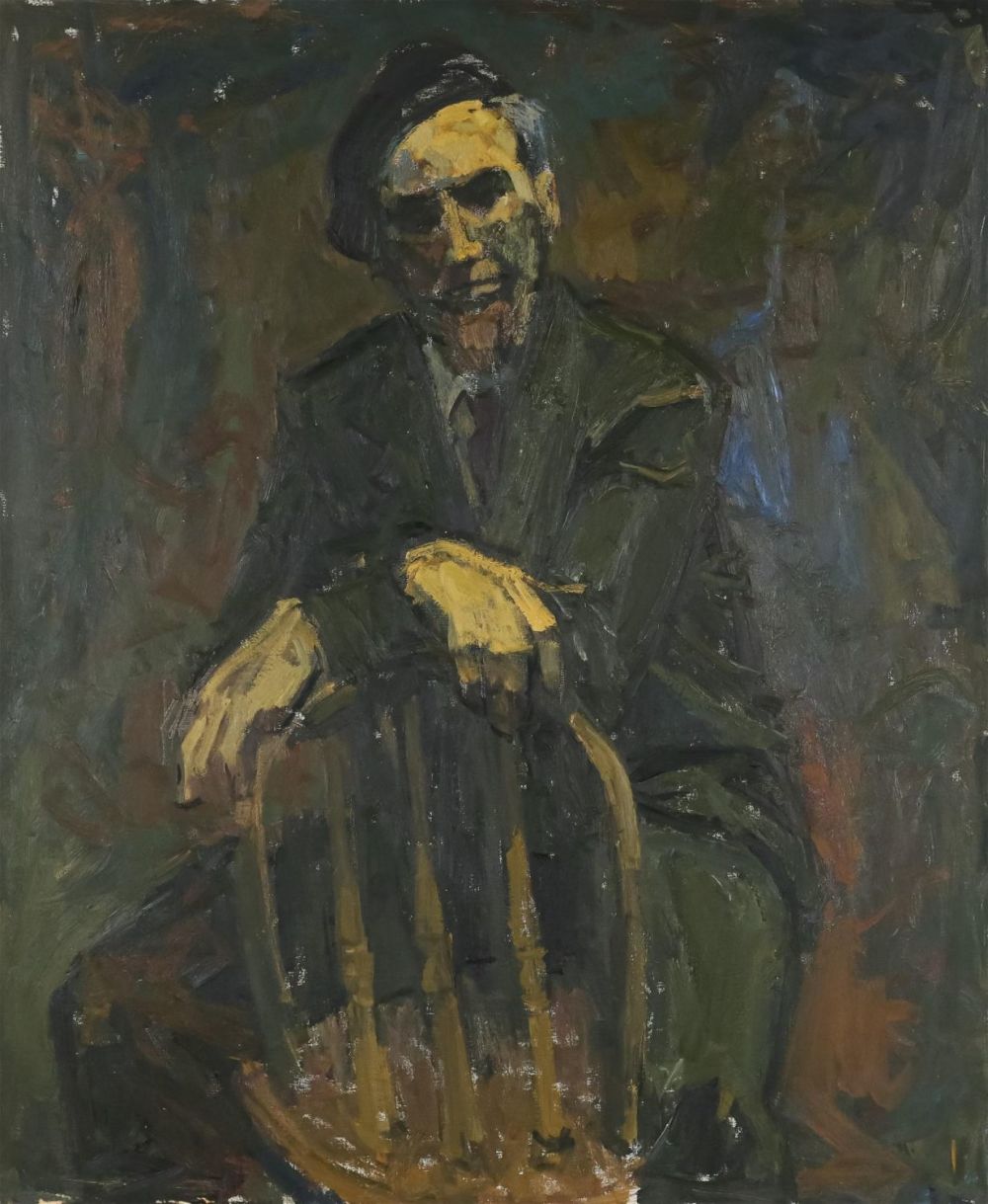 Lot 157: Patricia Groll Tyler Oil on Canvas Seated Man