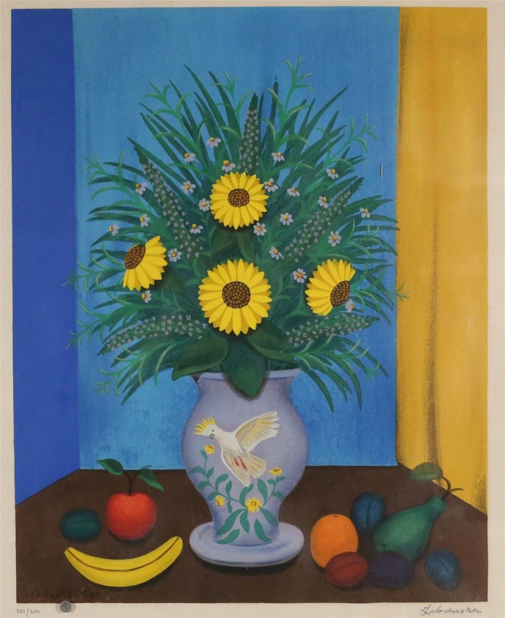 Lot 161: Lawrence Lebduska Screenprint Vase of Flowers