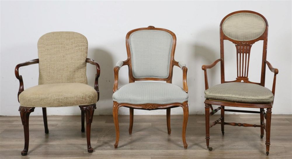 Lot 256: Three Reproduction Style Armchairs