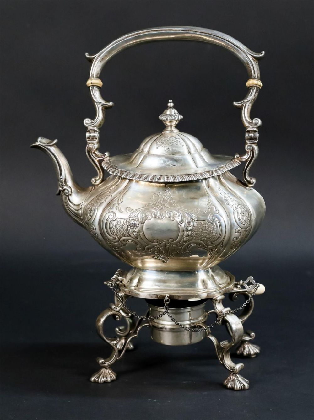Lot 181: Sterling Silver Tilting Gorham Tea Kettle On Stand