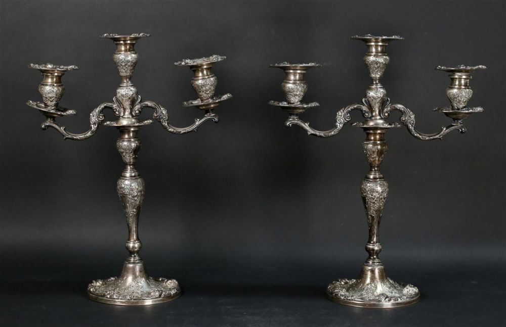 Lot 182: Pair Frank M. Whiting Sterling Candelabra