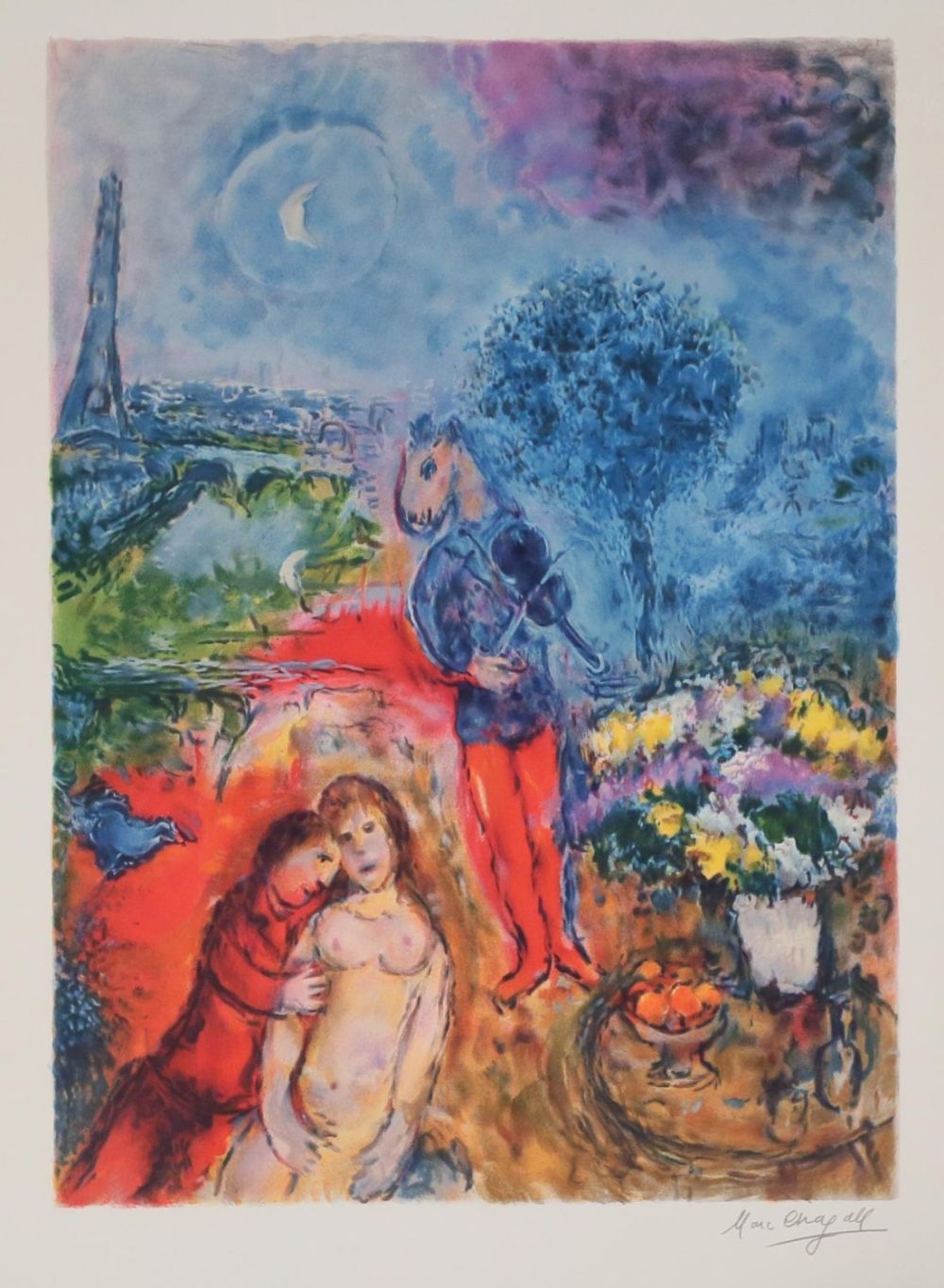 Lot 253: After Marc Chagall Lithograph Serenade Seductive