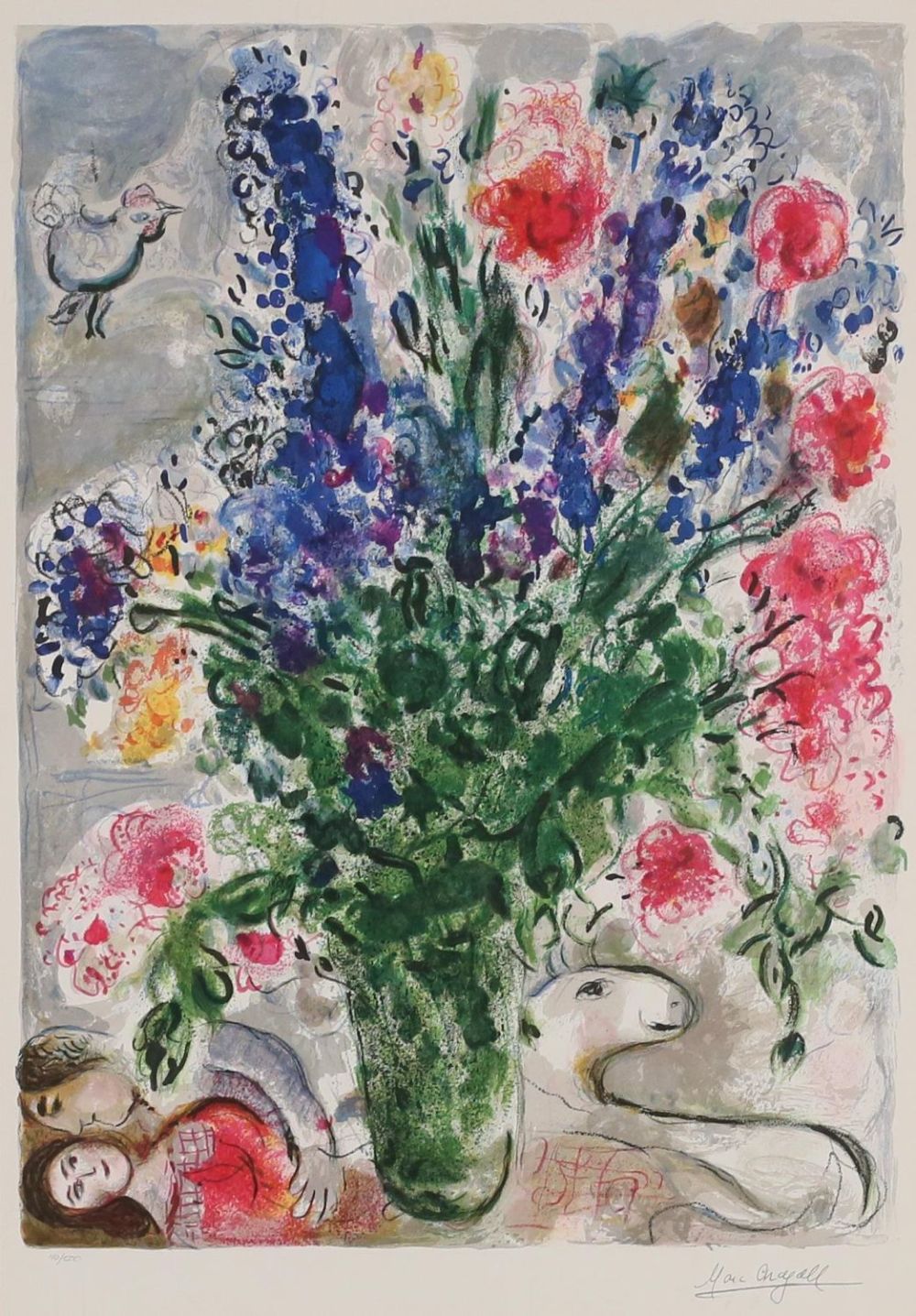 Lot 258: Marc Chagall Lithograph Les Lupins Bleu