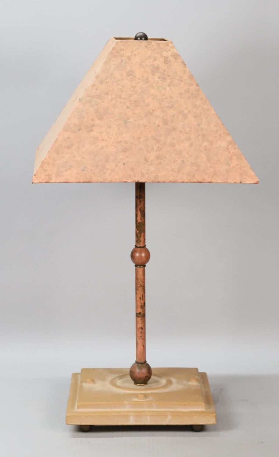 Lot 274: Stuber Stone Patinated Metal & Stone Lamp