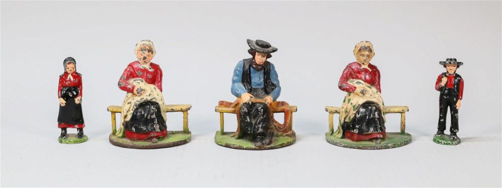 Lot 278: Cast Iron Amish Bookends & Figures