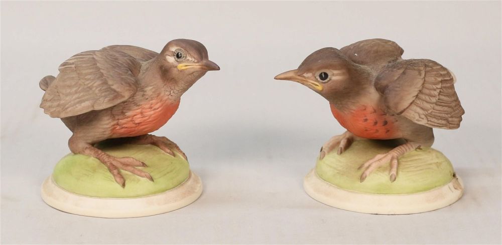 Lot 280: Pair of Boehm Porcelain Baby Robins