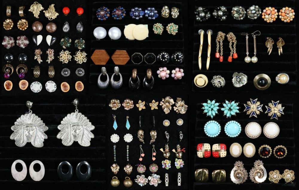 Lot 253: Large Grouping of Vintage Earrings