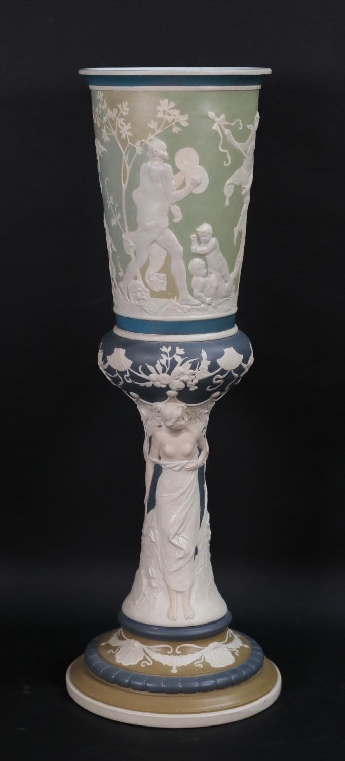 Lot 271: Mettlach Jasperware Pedestal Vase