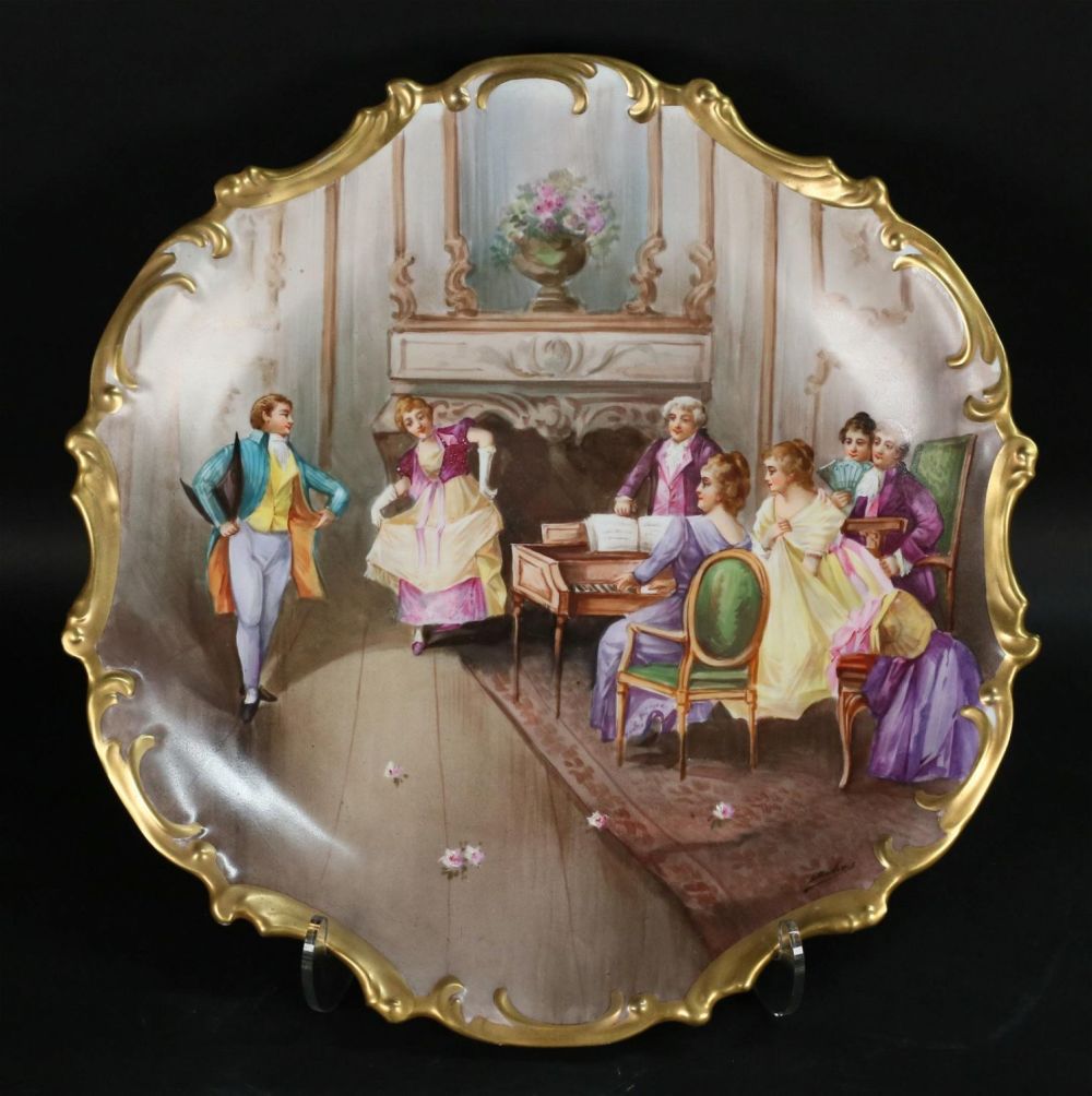 Lot 273: Limoges Hand Painted Charger Interior Scene