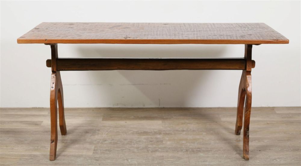 Lot 306: Primitive Baroque Style Trestle Table