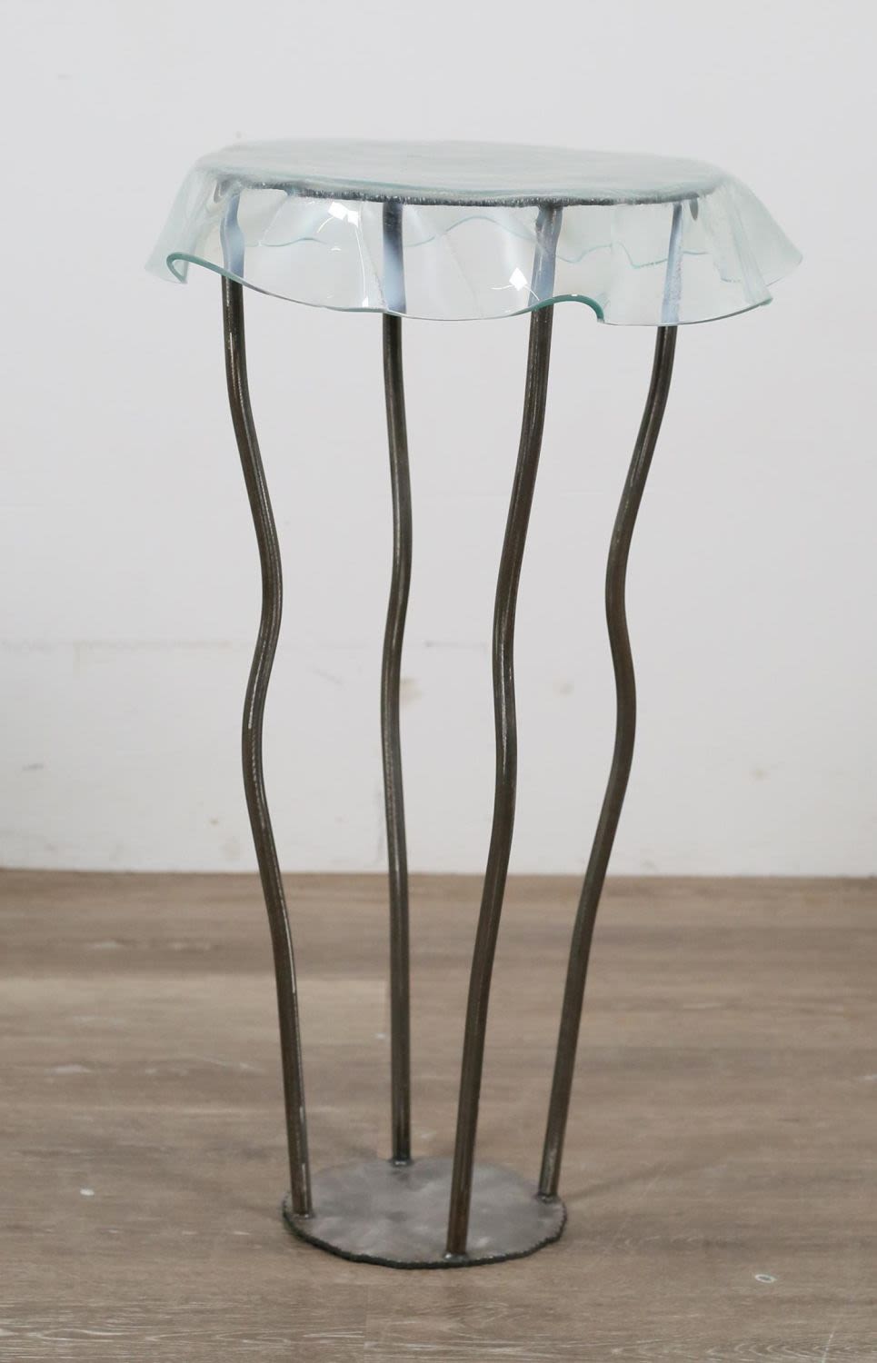 Lot 309: Hollywood Regency Style Metal and Glass Side Table